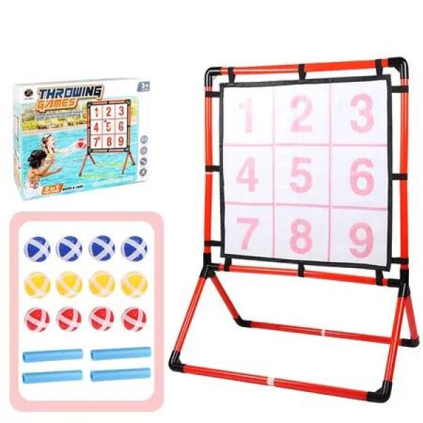 9 Hole Toss Game Set 2In1 Water Fun Land Indoor Outdoor Backyard Family Game Party 12 Balls Easy Setup Carry Bag