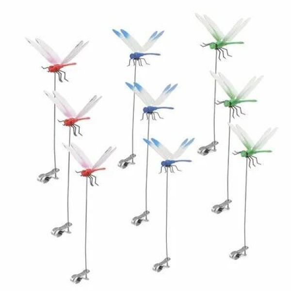 9 Pack Dragonfly Clip,3D Dragonfly Garden Stakes Decor,Dragonfly Humming Bird Stakes,Deer and Horse Fly Deterrent