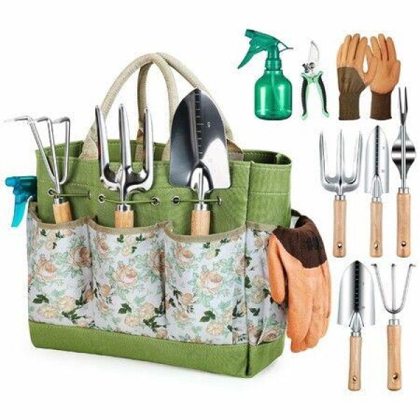 9 Pcs Gardening Tool Set,Heavy-Duty Garden Hand Tools With Stylish And Durable Gardening Tools,Tool Organizer Bag,Garden Tool Set
