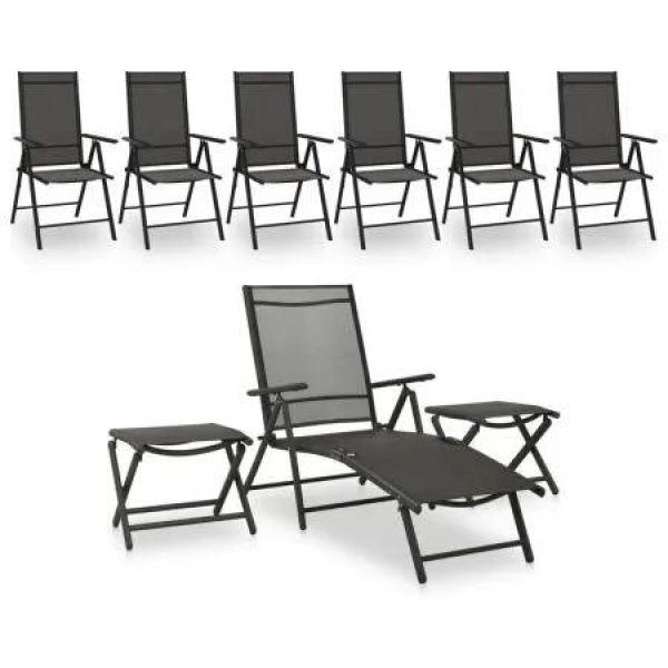 9 Piece Garden Lounge Set Black and Anthracite