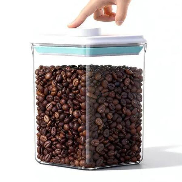 900ML Square Airtight Food Storage Container with Pop Lid, Rice Flour Pasta & Snack Container, Stackable & Durable Kitchen Pantry Organizer