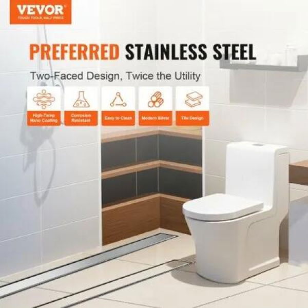 914mm Linear Shower Drain Offset with Tile Insert CoverBrushed 304 Stainless Steel Rectangle Shower Floor DrainLinear Drain with Leveling FeetHair