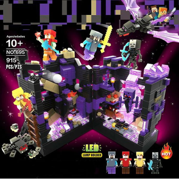 915Pcs Minecraft Building Block Dungeons Shadows Mechanism Scene Compatible Lego With Lighting Kit