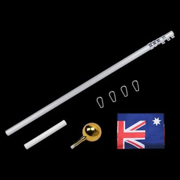 9.1m Flag Pole Kit Telescopic Heavy Duty 16 Gauge Aluminium with Flag