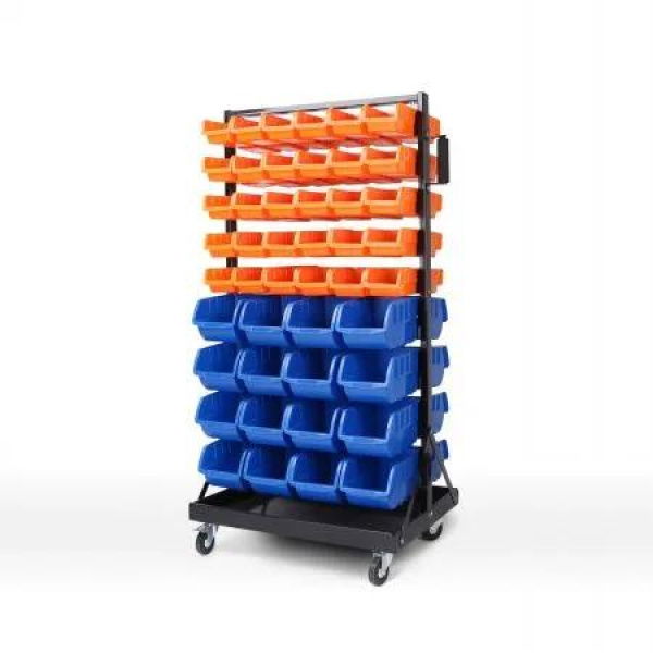 92-Piece Bin Mobile Garage Storage Bin Rack Heavy-Duty Tool Organizer with Swivel Wheels