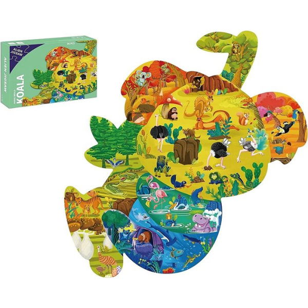 96 Pcs Jigsaw Puzzles Colorful Fun Animal Shaped Puzzle Learning Educational Toys Gifts Games For Age 3+ (Koala)