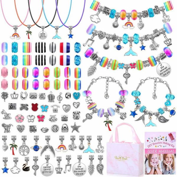 97 PCs Charm Bracelet Making Kit With Beads Jewelry Charms Bracelets For DIY Craft Jewelry Gift For Teen Girls