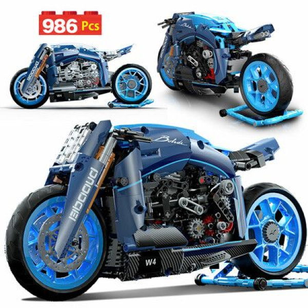 986pcs City Technical Motorcycle Car Model Building Blocks MOC Racing Motobike Vehicles Bricks Toys For Children Gifts