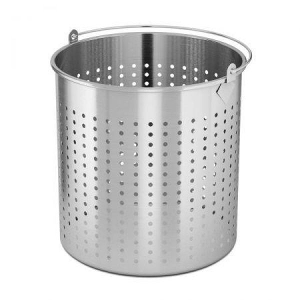 98L 18/10 Stainless Steel Perforated Stockpot Basket Pasta Strainer With Handle.