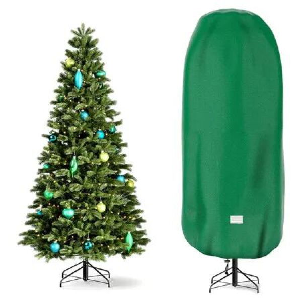 9FT Christmas Tree Storage Cover, Tear Resistant Adjustable 9 FT Christmas Tree Storage Bag for Artificial Tree Standing, Green