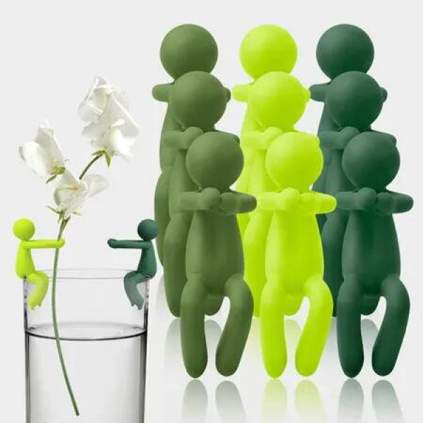 9Pcs Cute Little Man Plant Support Frame Desktop Flower Rack Plastic Decoration Cultivate Plants Fixed Stand