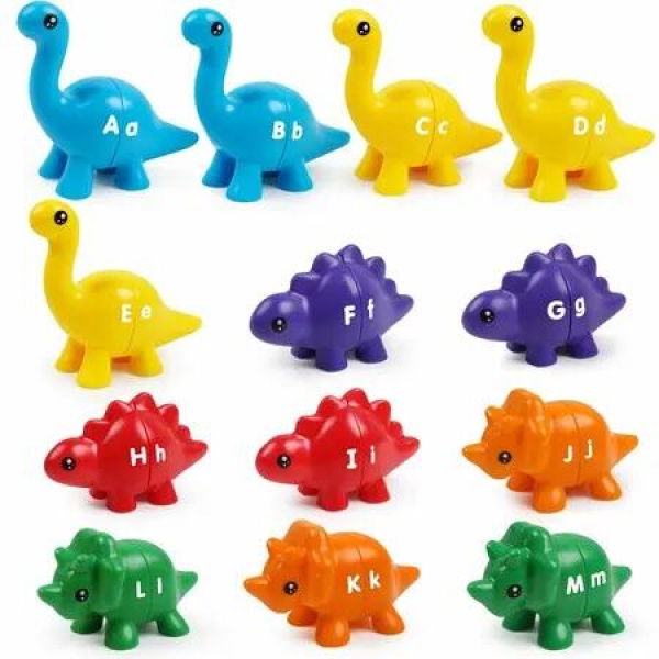 ABC Alphabet Dino Matching Learning Toy for Kids Montessori Double-Sided Dino Toys Match Letter, Educational Learning Toys