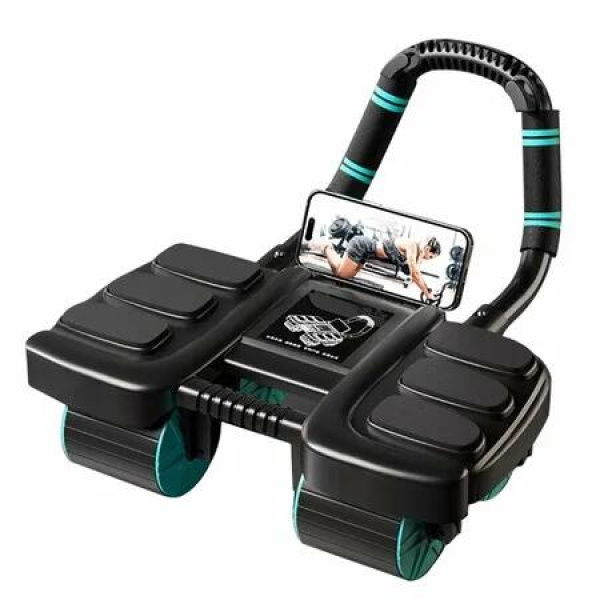 Abdominal Wheel Roller Elbow Support Automatic Rebound Four Wheel Core Workout Home Gym Abs Machine Fitness Strength Training Equipment