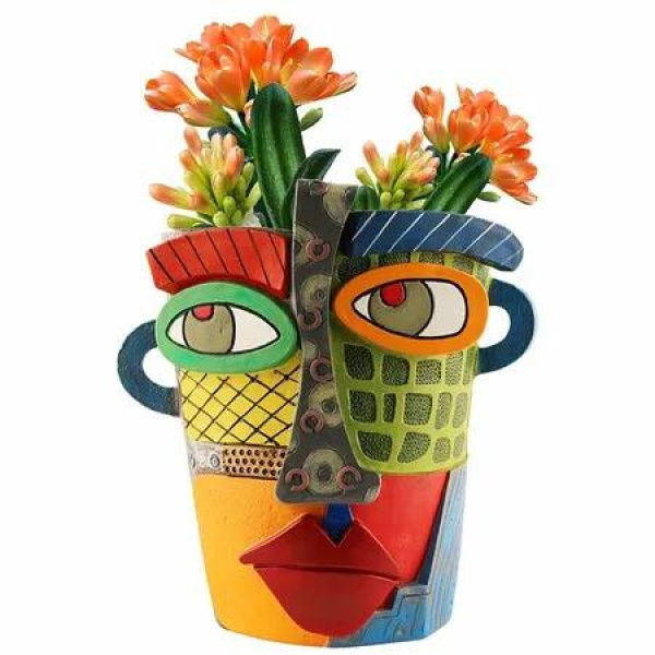 Abstract Face Planters Pots Head,Unique Head Planter for Indoor Plants,Funny Face Flower Pot,Colorful Plant Pots (Modern)