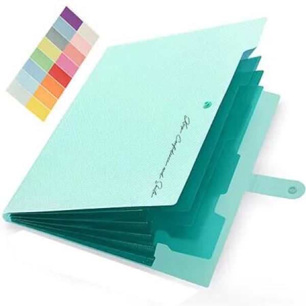 Accordion File Organizer,5-Pocket Accordion Document Organizer with Label Tabs for Home School Office Green