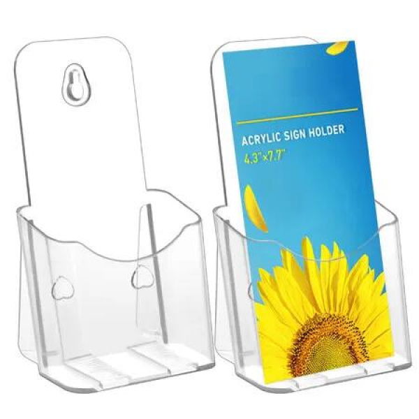 Acrylic Brochure Holder Slant Back Design,Clear Display Stand,Plastic Table Stand Sign Holder,Pamphlet Holder Flyer Holder,Acrylic Display Stand,2 Pack