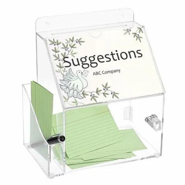 Acrylic Suggestion Box With Lock Wall Mounted Acrylic Donation Box with Sign Slot,Office Ballot Box,Collection Box,Locking Suggestion Comment Box,Clear