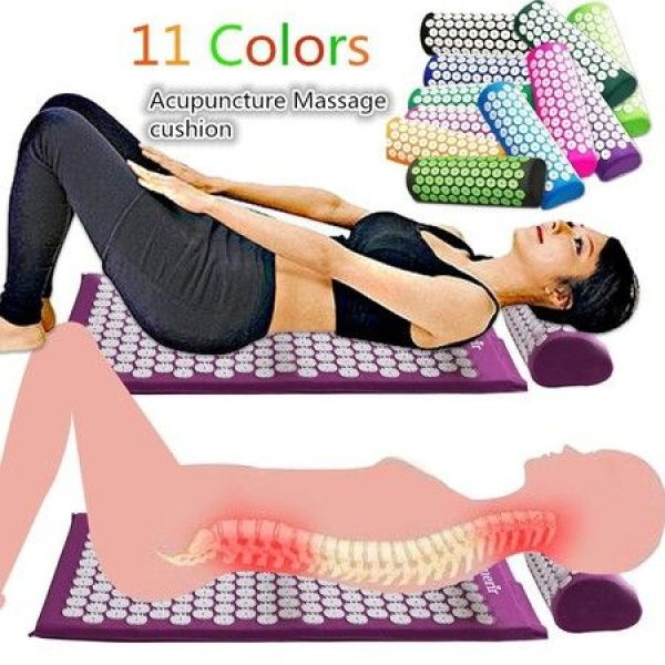 Acupressure Mat And Pillow Set For Back/Neck Pain Relief And Muscle Relaxation.