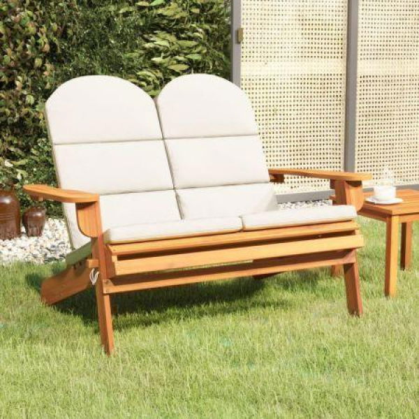 Adirondack Garden Bench With Cushions 126 Cm Solid Wood Acacia