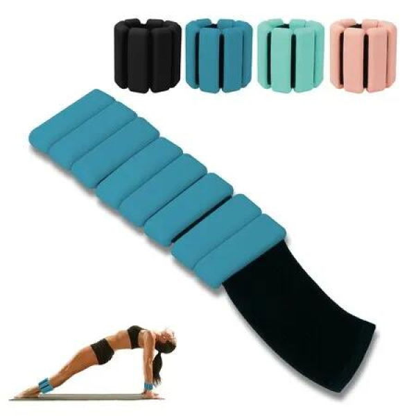 Adjustable Ankle Weights and Wrist Bracelets for Home Gym Workouts, Walking, Running, Pilates, Yoga, and Strength Training: Set of 2 (1Lb Each, Blue)