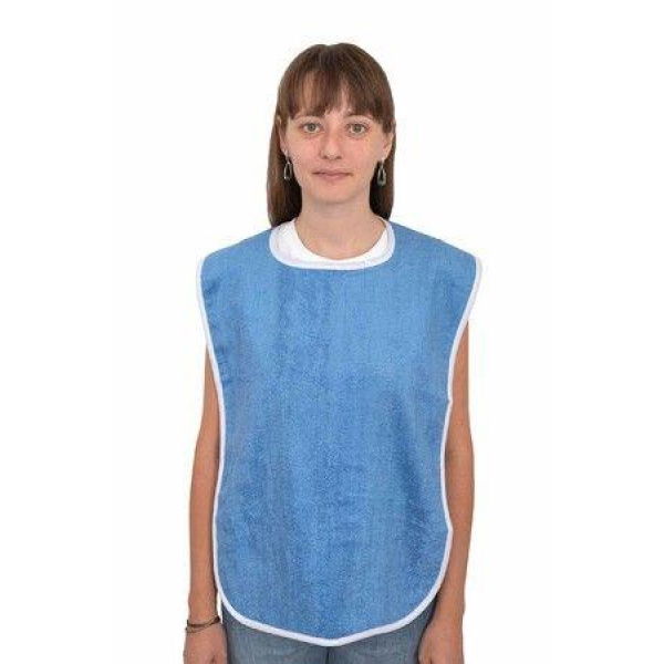 Adjustable Bibs for Men and Women Terry Clothing Protectors for Elderly Seniors and Disabled Machine Washable in Blue