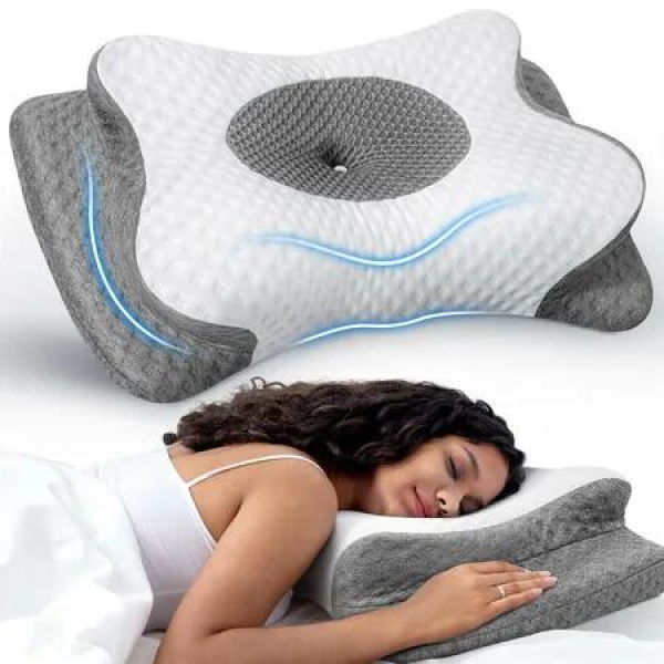 Adjustable Cervical Pillow for Neck Support with Armrest, Odorless Ergonomic Contour Memory Foam,Orthopedic Bed Pillow for Side Back Stomach Sleeping