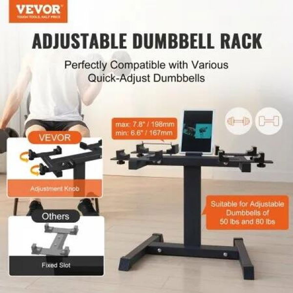 Adjustable Dumbbell Stand Home Fitness Rack and Stand with Media Rack Safe and Convenient Dumbbell Weight Holder Compact Dumbbell Storage Rack Perfect