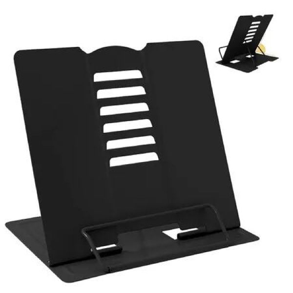 Adjustable Full Black Metal Book Holder for Reading Comfort (Full Black)