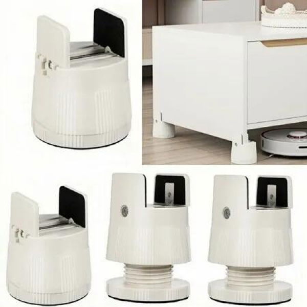 Adjustable Furniture Risers 6-8cm (4Pcs),Non-Slip Stable Table Leg Risers,Raise Blocks with Clamps,Space Saving Good Load Bearing Bed Risers,White