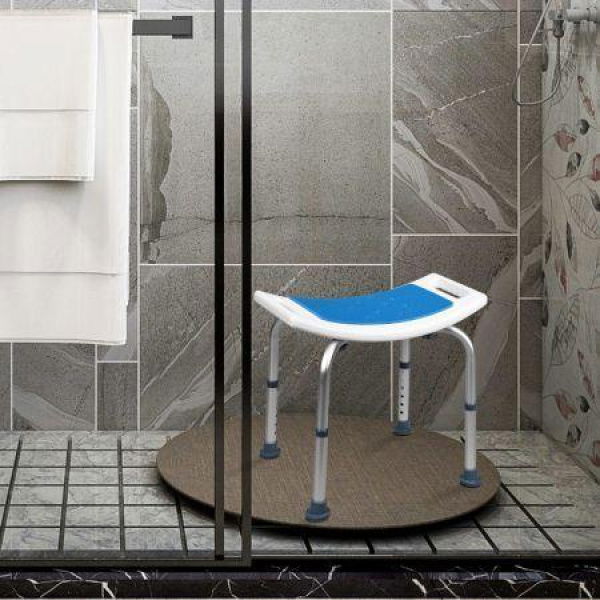 Adjustable Lightweight Shower Bench With Padded Seat & Built-in Handle.