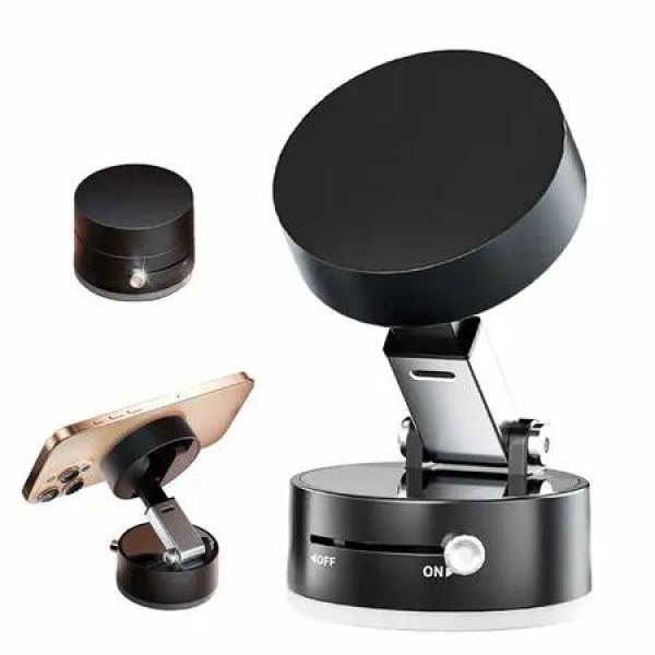 Adjustable Mechanical Vacuum Magnetic Car Suction Phone Holder with Telescopic Structure,Suction Cup Magnetic Phone Mount for Car/Travel/Desktop,Black