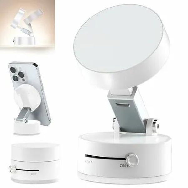 Adjustable Mechanical Vacuum Magnetic Car Suction Phone Holder with Telescopic Structure,Suction Cup Magnetic Phone Mount for Car/Travel/Desktop,White