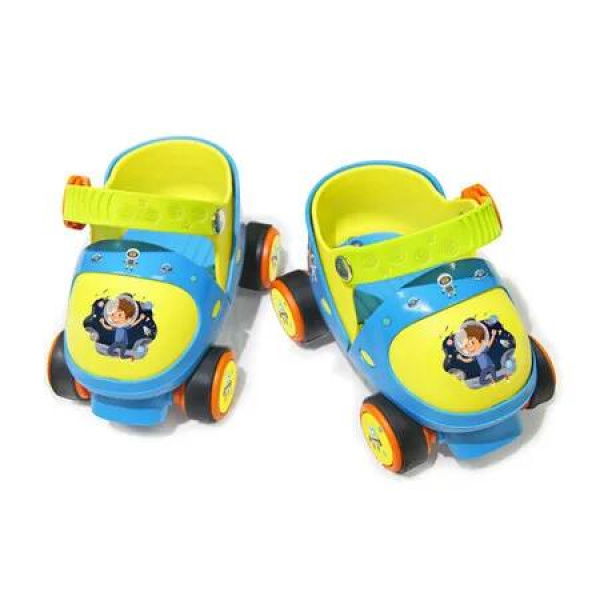 Adjustable Quad Roller Skates Shoes with Safe Lock Mode for Beginners (Blue)