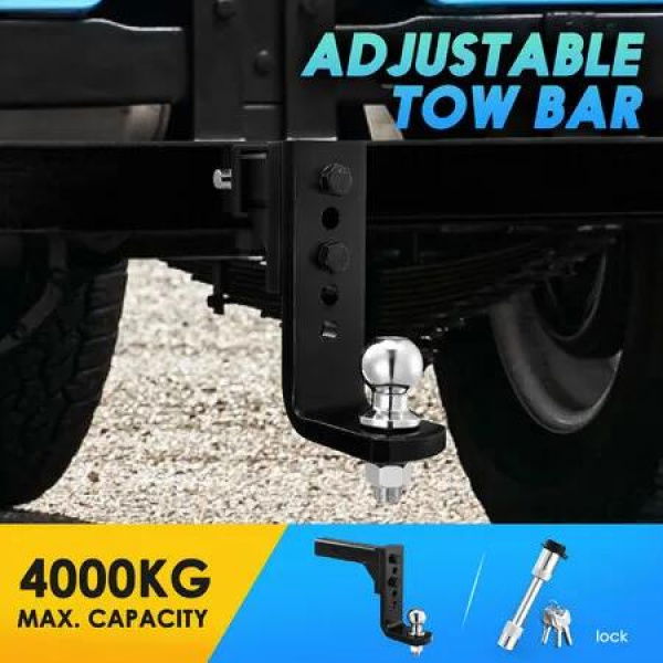 Adjustable Tow Bar Heavy Duty Car Caravan Vehicle Boat Drop Towing Ball Mount Tongue Trailer Hitch Receiver 4000kg 4WD