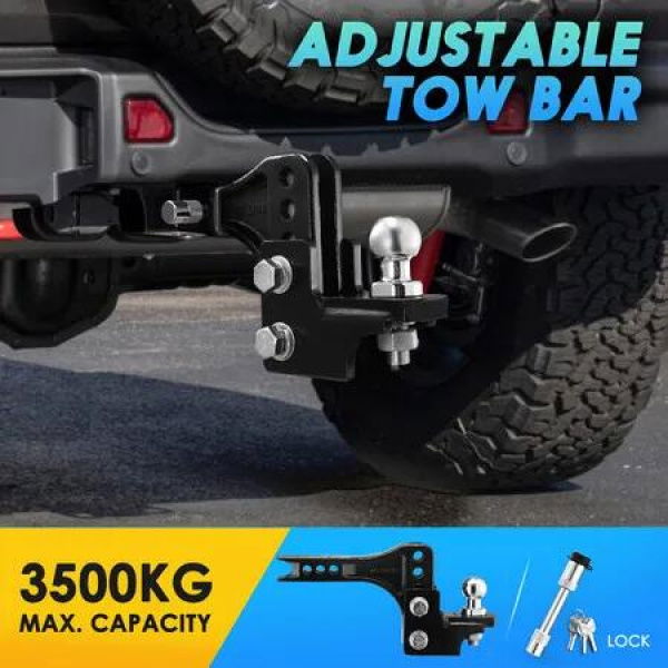 Adjustable Tow Bar Heavy Duty Caravan Car Boat Vehicle Towing Drop Ball ...