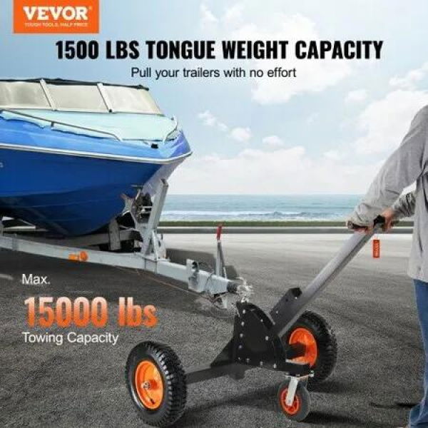 Adjustable Trailer Dolly, 680.4 kg Tongue Weight Capacity, 2 in 1 Trailer Mover with 60-90 cm Adjustable Height & 50.8 mm Ball, Pneumatic Tires & Universal Wheel, for Moving Car RV Trailer