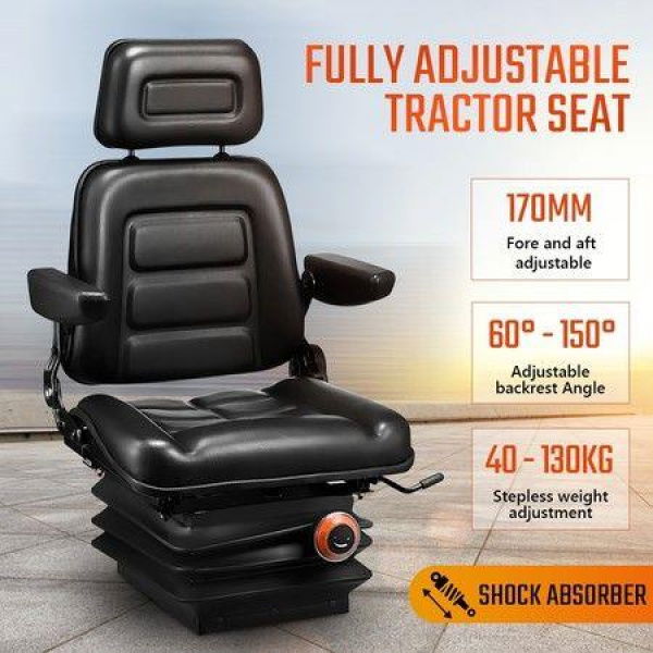 Adjustable Universal Suspension Tractor Seat Forklift Excavator Truck Backrest Chair PU Leather