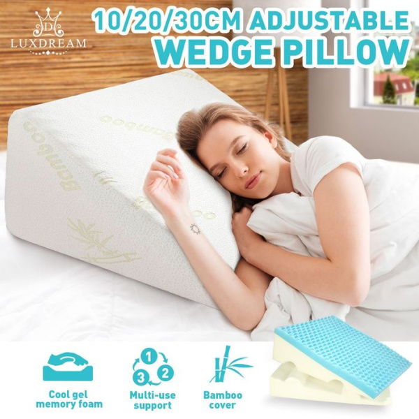 Adjustable Wedge Pillow Cool Gel Memory Foam Leg Elevation Pillow Back Support Cushion