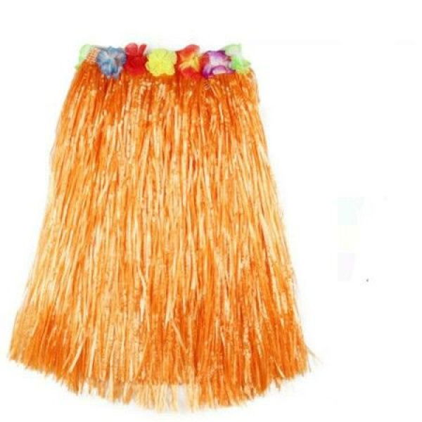 Adult Artificial Grass Hula Skirt For Costume Party Length 80CM Orange