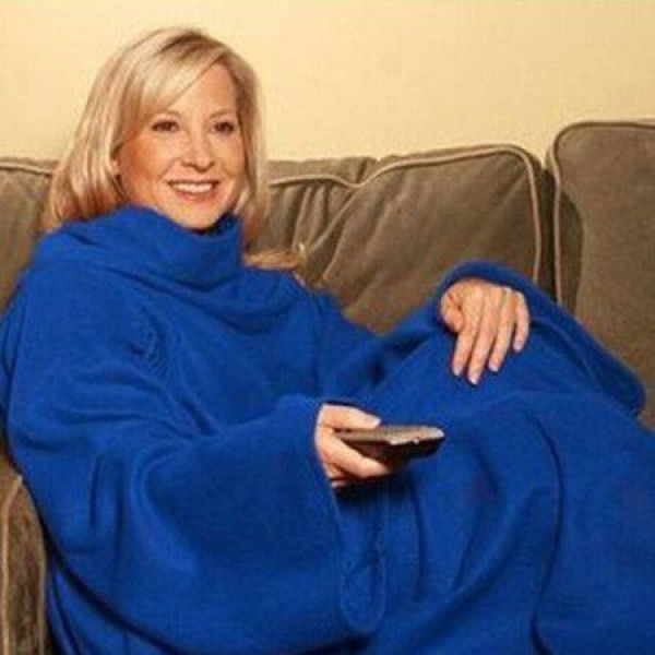 Adult Wrap Snuggle Blanket With Sleeves - Super Soft & Warm Perfect For Any Occasion (Blue)