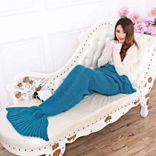 Adults Knitted Mermaid Tail Blanket Soft Sleeping Bag