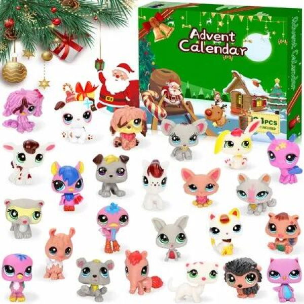 Advent Calendar 2024-24-Day Christmas Countdown Calendars Cute Pet Figures Novelty Toys for Kids Ages 3+