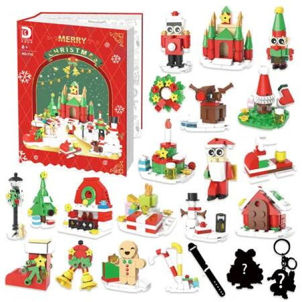 Advent Calendar 2024 Building SetsCountdown 24 Surprises for Kids Include Santa Claus,Christmas Tree Building Sets