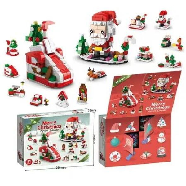 Advent Calendar 2024 Xmas Building Blocks Kit, Christmas Shoe 12 Boxes, 12 Days Christmas Countdown Surprise Gifts for Boys Girls