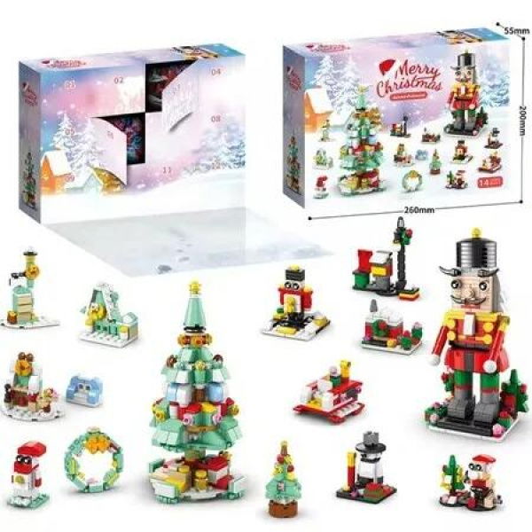 Advent Calendar 2024 Xmas Building Blocks Kit, Christmas Tree 12 Boxes, 12 Days Christmas Countdown Surprise Gifts for Boys Girls