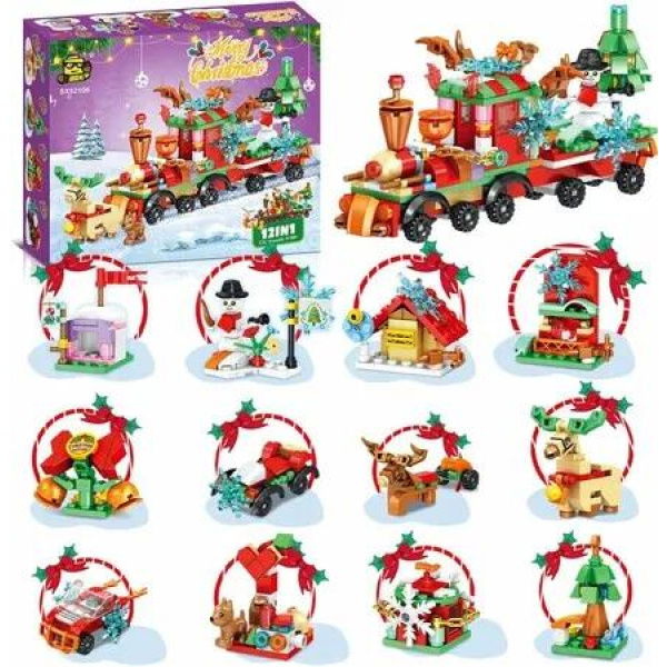 Advent Calendar 2025 Blocks,12 in 1 Advent Calendar Construction Advent Calendar Toy,Christmas Gift for Girls and Boys