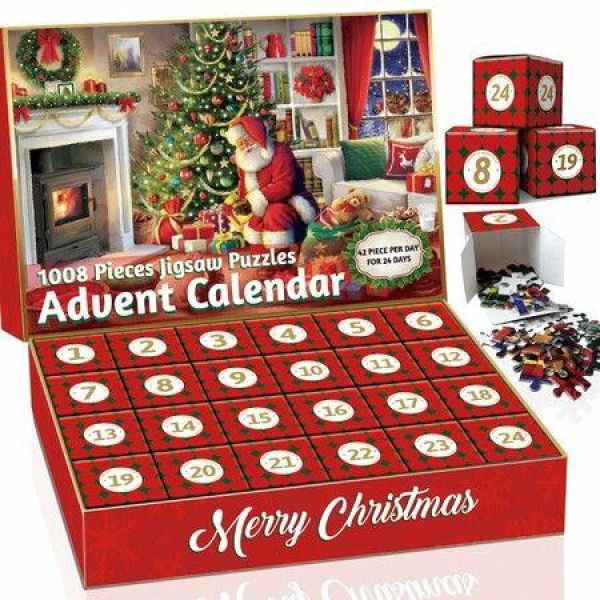 Advent Calendar 2025,Christmas Scene Jigsaw Puzzles 24 Days Countdown Calendars for Kids,Boys,Girls,Teens,Over 1000 Pieces Puzzle Advent Calendar 2023 Adult,Parents,Christmas Gift