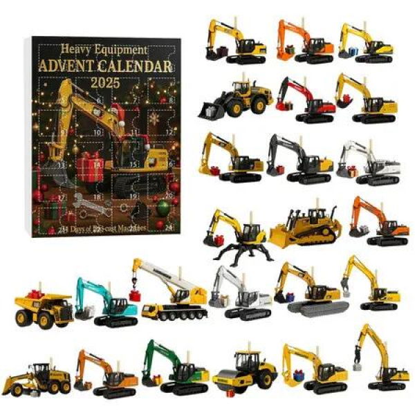 Advent Calendar 24 PCS Car Excavator Christmas Acrylic Pendant Decoration Countdown Blind Box Ideal For Christmas Countdown And Festive Decorations