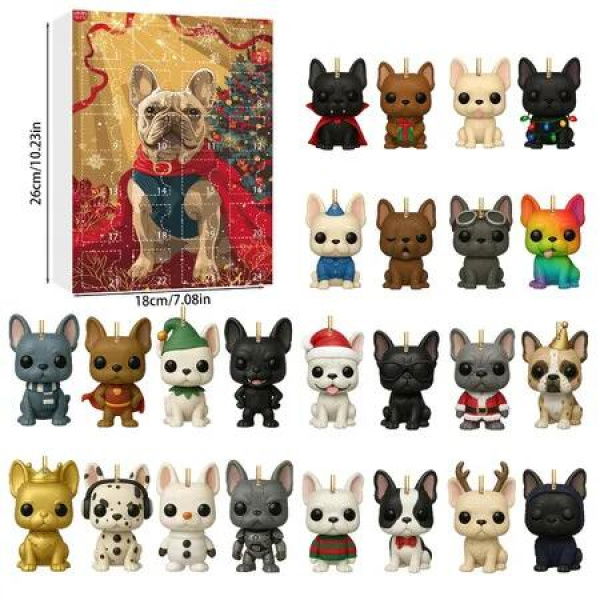 Advent Calendar 24 PCS Christmas Pet Dog Acrylic Pendant Decoration Blind Box Ideal For Christmas Tree Decorations And Festive Countdowns