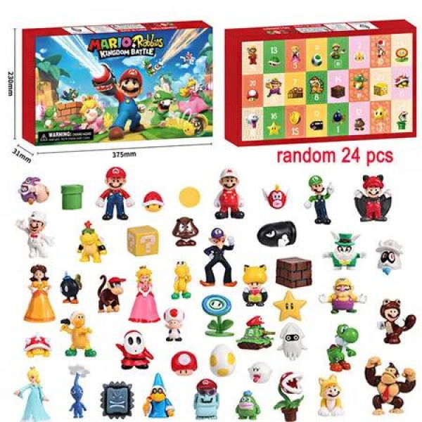 Advent Calendar Action Random Figures Toys for Kids, 24 Days Christmas Countdown Toys with 24pcs Random Character for Boys Girls